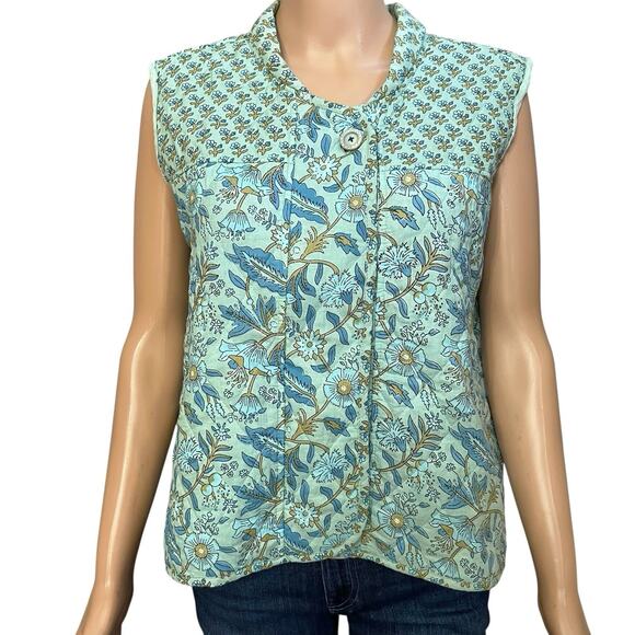 Anthropologie DRA Los Angeles Quilted Vest Medium Floral Cottagecore Prairie Zip - Picture 1 of 12